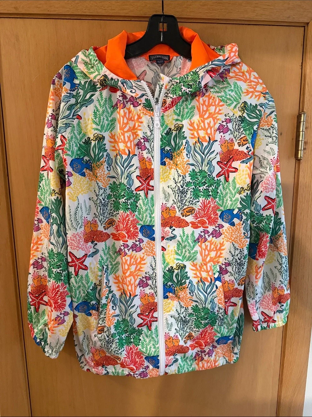 Vilebrequin Kids Coral Reef Fish Marine Lightweight Swim Hooded Jacket Orange 14